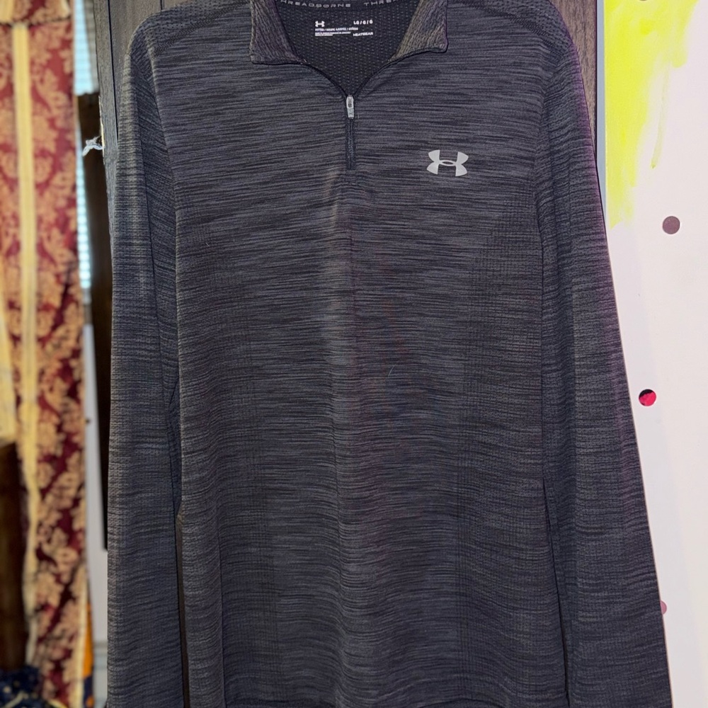 Under Armour Black Heather Quarter-Zip Pullover SIZE L